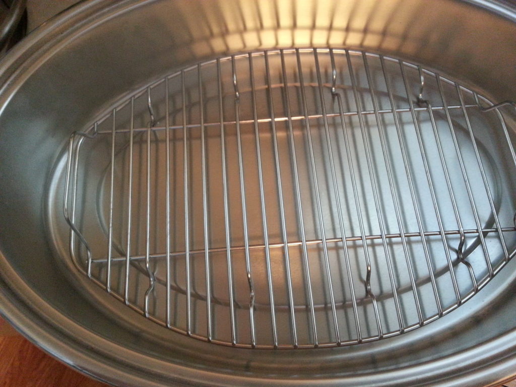 The Lifetime wire rack keeps it off the bottom of the pan